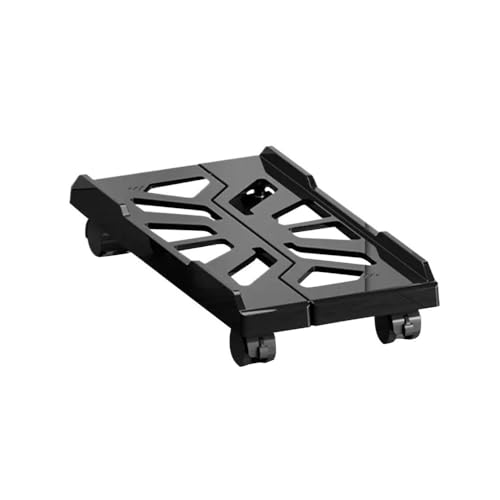 Soporte móvil para torre de computadora negro y blanco, ajustable, con 4 ruedas giratorias, soporte ventilado para CPU bajo el escritorio (negro) miniatura 1