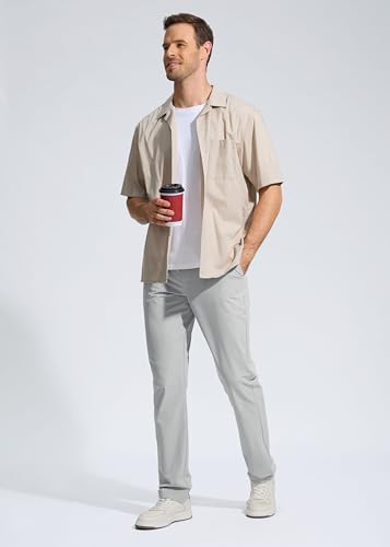 Image of Pudolla Men's Golf Pants Stretch Work Dress Comfy Pants 30 inch /32 inch /34 inch Lightweight Quick Dry Casual Slacks Trousers with Pockets