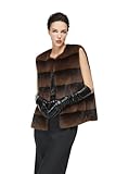 BEAUZSUZSANA Women Faux Fur Mink Vests with 2 Pockets Winter Fall Open Front Sleeveless Jacket Outwear (Brown Stripe,S)