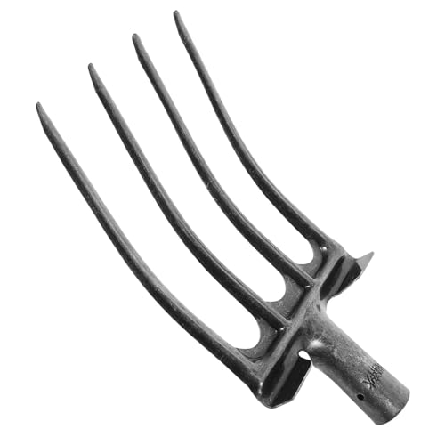 ibasenice Cabezal de Horquilla Metálica de Cuatro Dientes para Jardinería y Ganadería, Herramienta Manual Robusta para y Remover Mango de 35 MM Compatible