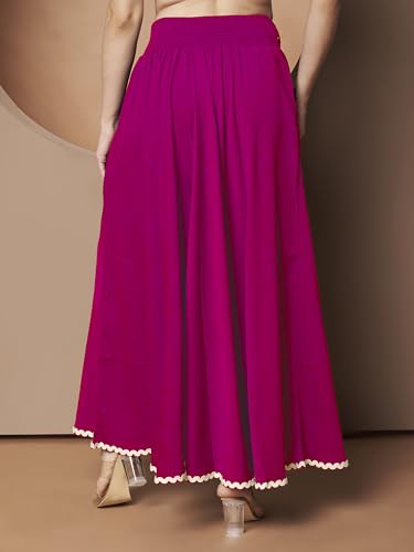 Image of KZULLY | Palazzo for Women | Solid & Printed | Stylish Wide-Leg | Comfortable Elastic Waist Bottomwear