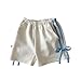 Girls Running Shorts with Pocket Cotton Comfort Fit Bow Side Fashion Sweat Shorts for Tennis Yoga White
