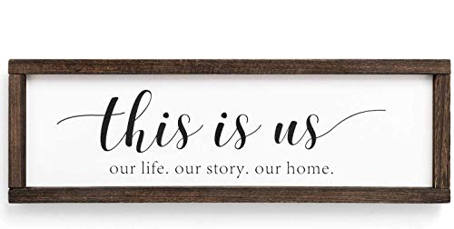 Rustic Wood Sign Home Decor Farmhouse Wall Table Art Wall Hanging or Free Standing Sign, Wooden Frame Decoration Saying for Bedroom, Living Room, Office and Kitchen (White)