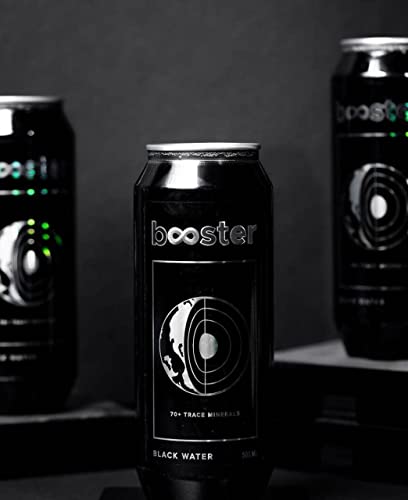 Image of Booster Black Alkaline Drink | Superior Hydration With Infused Essential Minerals | 8+ pH Alkaline (500 ML Each Can) Better than Bottled Water & Mineral water(Pack of 24)