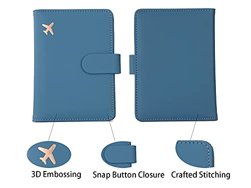 Image of Melsbrinna Rfid Passport Holder for Travel women /Men, Cute Passport Wallet Rfid Blocking Card Slots, Rfid Passport Cover /CaseTravel Wallet, Passport Book Holder, Blue, Cute