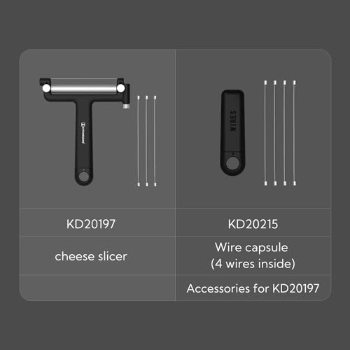 Kitchendao KD20197 Adjustable Wire Cheese Slicer Cutter, 50% Stronger Wires With 2Nd Gen Wire Fixing Mechanism, Adjustable Hand-Held Wire Cheese Cutter, Quick Replacement, Dishwasher Safe thumb #6