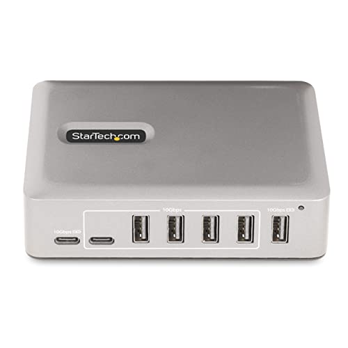 Startech.Com Hub Usb C 3.0 A 7 Porte - 5X USB-A + 2X USB-C - Autoalimentato Con Alimentatore Da 65W - Hub Usb 3.1 10Gbps - Multipresa Usb Type-C Con Cavo Certificato USB-IF Da 1M (10G5A2CS-USB-C-HUB) - 3