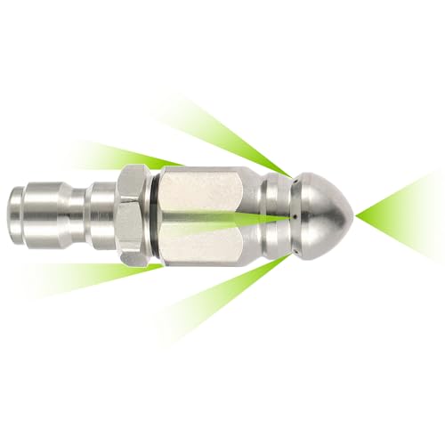EPLZON 5000 PSI Stainless Steel Sewer Jetter Nozzle with 1/4in Quick Connect Coupling for Pressure Jet Drain Cleaners(1 piece)
