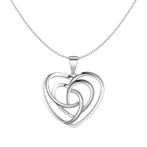 HighSpark 925 Silver Stylish Love Knot Heart Pendant Necklace For Women | 92.5 Sterling Silver & Stunning Shine | Lovely Gift