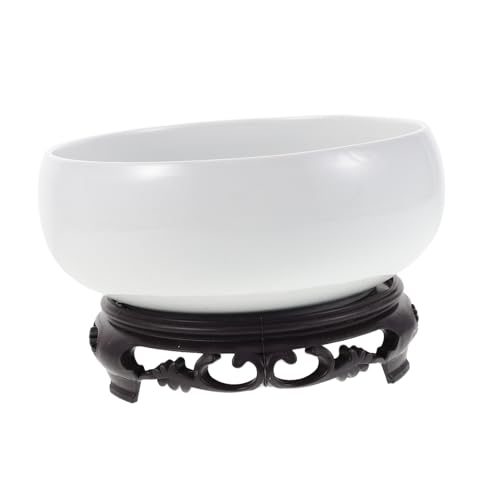 TOBBOMEY Jardinière Hydroponique Céramique pour Plantes Intérieur Pot Lotus Porcelaine avec Base Plastique Décor Chinois Minimaliste Améliore la Qualité de Air pour Narcisses et Pothos