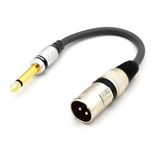 VITALCO XLR Male to 6.35 Jack Mono Male Adapter 1/4 Jack TS to 3 Pin Microphone Audio Cable