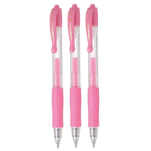 PILOT G2 Retractable Pastel Gel Ink Rollerball Pens, Fine Point 0.7mm, Pink, 3 Count