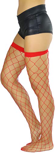 Image of ToBeInStyle Women's Vibrant Large Net Fishnet Thigh High Elastic Nylon Novelty Stockings