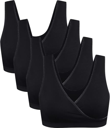Image of CAKYE 4 Pack Nursing Sleep Bras for Maternity and Breastfeeding Comfort Cotton Bralette