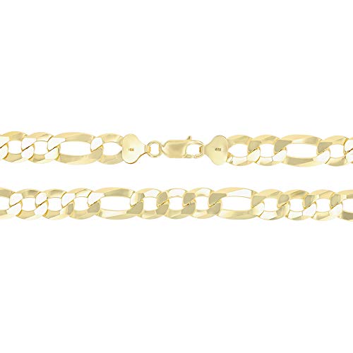 14K Gold or Rhodium Plated Silver Figaro Chain For Men | 1mm-13mm Thick | Solid 925 Figaro Italian Necklaces For Men4