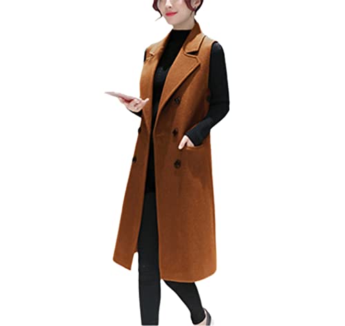 Chaleco largo de lana sintética para mujer en color caramelo talla XXL