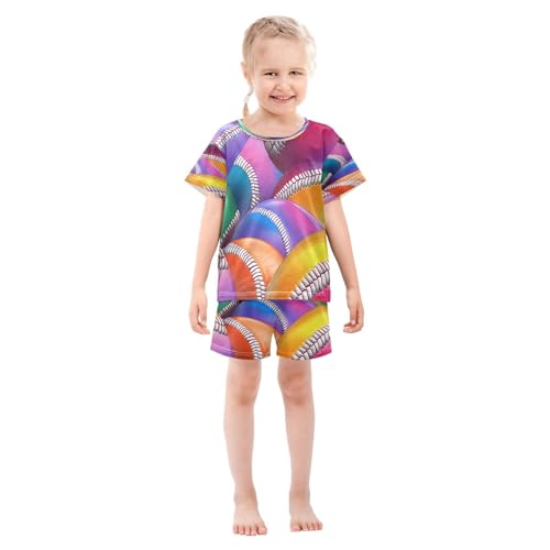 senya Short Sleeve Pajamas Sets Summer Cotton Sleepwear Rainbow Baseball3
