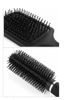Image of 2-Piece Hair Brush Comb Set: Paddle Detangling Brush, Airbag Massage Comb, Roller Comb - Black, Unisex, All Ages