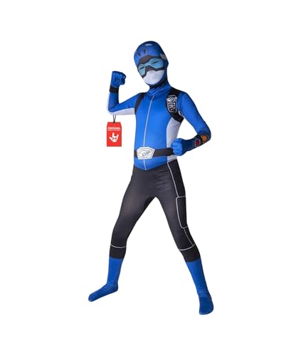 Morphsuits Disfraz Power Ranger Azul Niño, Power Rangers Disfraces para Carnaval y Halloween, L