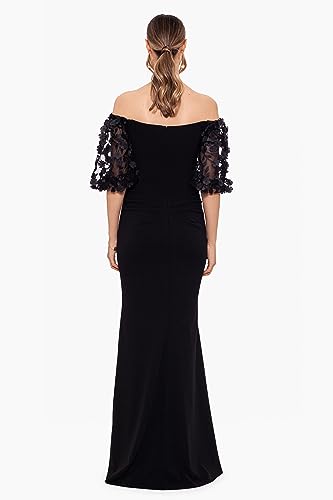 Image of Xscape Women's Illusion Sleeve Off the Shoulder Long Dress (Reg, Petite, Plus Sizes)