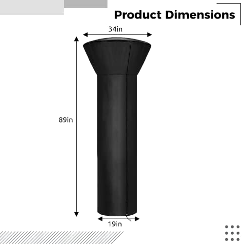 Epicover 19" X 34'' X 89'' Base Patio Heater Cover, Sunlight-Resistant, Windproof, Dustproof, Waterproof, Standing Outdoor Heater Covers, Propane Heater Covers For Outdoor Garden Yard #TOP1