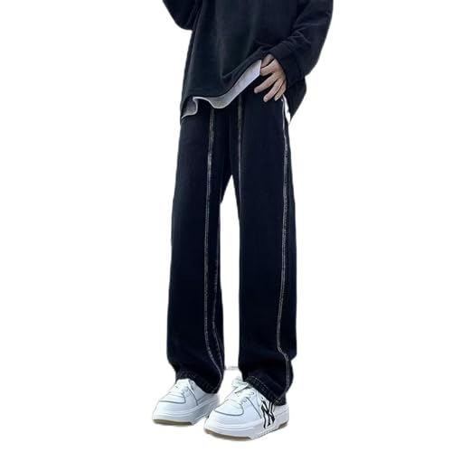 Jean slim noir homme pantalon droit style américain drapé évasé