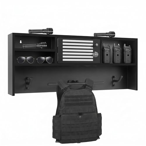 Tactical Gear Stand with Password Lock, Vest Stand for Body Armor of Metal Material, Vest Stands for Police Duty Rooms, Equipment Rooms and Service Posts (Black)