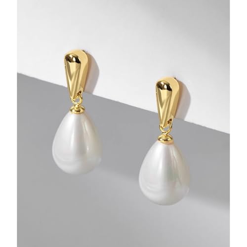 14k Gold Plated Lightweight Pearl Earrings,Trendy Jewelry,Teardrop Hoop Earrings for Women,Pearl Drop Earrings,Elegant Jewelry for Gifts3