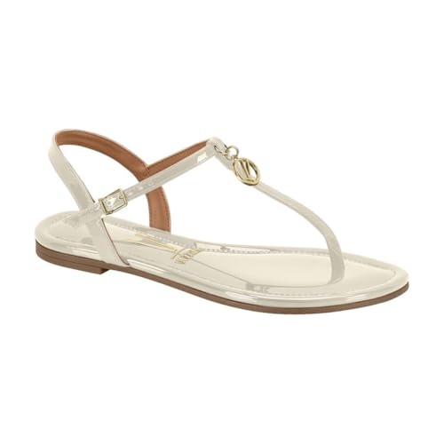 Sandália Rasteira Feminina Vizzano – Verniz, Tiras Finas, Leve, Elegante e Confortável (Branco Off, BR, Adulto, Numérico, 36)