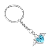 KBFDWEC Angel Wings Crystal Heart Urn Llavero 316L Acero Inoxidable Memorial Ash Keepsake Cremación Joyería para Mujeres