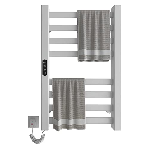Radiador de Toallas 450x700mm Toallero Eléctrico Bajo Consumo Secador de Toallas Radiador Toallero eléctrico inteligente Calienta Toallas, calefacción de fibra de carbono, antracita-White Left