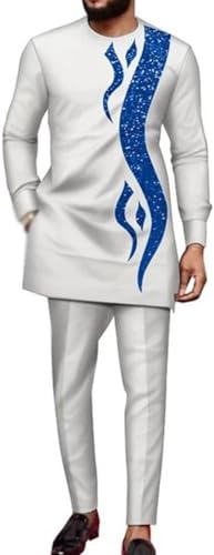 African Clothes For Men Shirts Pant Set Formal Traditional Outfits