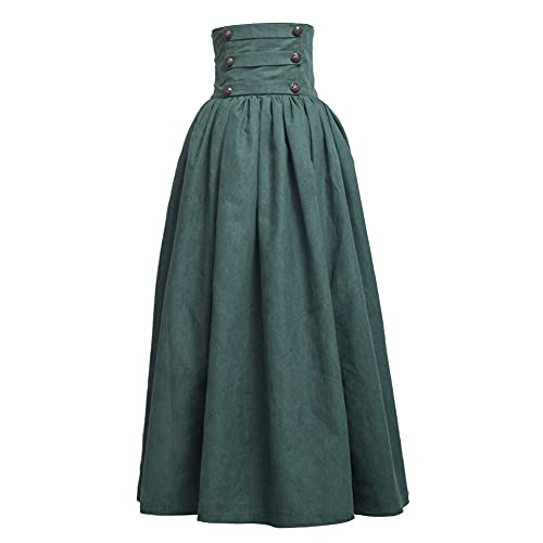 Falda gótica Lolita Steampunk BLESSUME verde de cintura alta en talla XXL