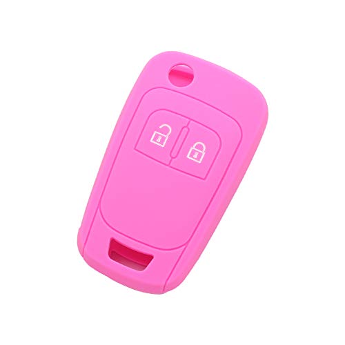 BROVACS Coque de Protection en Silicone Étui Porte-clés Compatible avec Télécommande à Clé Pliante 2 Boutons OPEL VAUXHALL CV9624 Rose