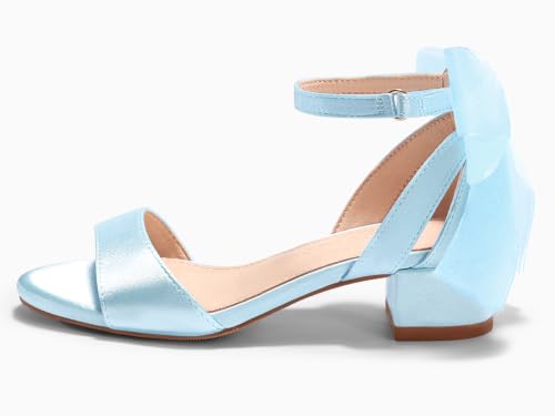 Image of Coutgo Girls Dress Shoes Sandals Chunky Low Heels Bow Ankle Strap Flower Girl Wedding Party Shoes