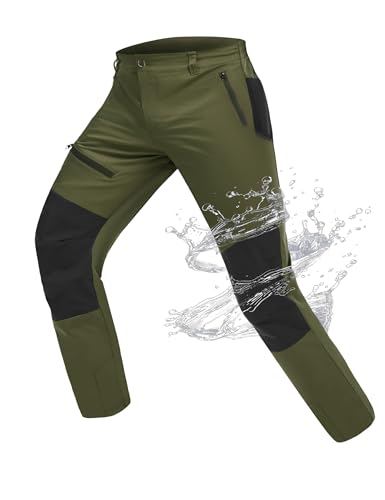Atforna Pantalones de senderismo impermeables para hombre, pantalones de trekking, pantalones funcionales, ropa de ciclismo con 4 bolsillos con cremallera, resistentes al viento, para ciclistas
