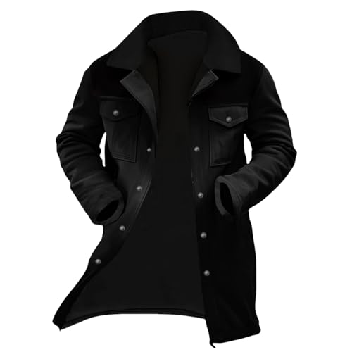LGHLMCL Faux Suede Jacket Mens Sherpa Lined Jackets Warm Winter Long Coat - image 3