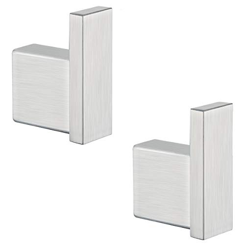 RANDOM Brushed Steel Towel Robe Hooks Bathroom Hardware Accessories Coat Hook 304 Stainless Steel Clothes Hook for Bath Kitchen Contemporary Hotel Style Wall Mounted 2 Pack.