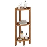 DWVO Corner Shelf 3 Tiers Corner Stool, Poly Lumber Bathroom Shelf Organizer,Floor Standing Bookshelf, HIPS Water Resistant Corner Shelf Stand for Bathroom（Brown）