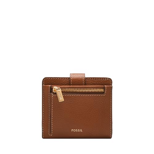 Image of Fossil Women's Harwell Small Tab Bifold Wallet, Black /Leopard Haircalf, One Size