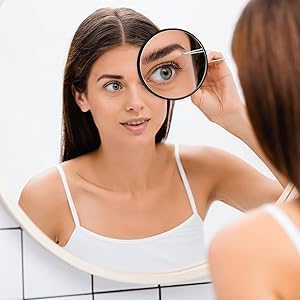 DOZERA 10X Magnifying Mirror with 2 Suction Cups 6'' Stick on Makeup Mirror with 10X Magnification, Portable Handheld Cosmetic Mirror for Travel, Makeup, Bathroom 2