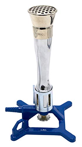 EISCO Meker Bunsen Burner, LPG - Gas Flow Control, Flame Stabilizer, Air Flow Adjustable - Cast Iron StabiliBase, Anti-Tip Design with Handle - Suitable for use with LPG/Butane Gas