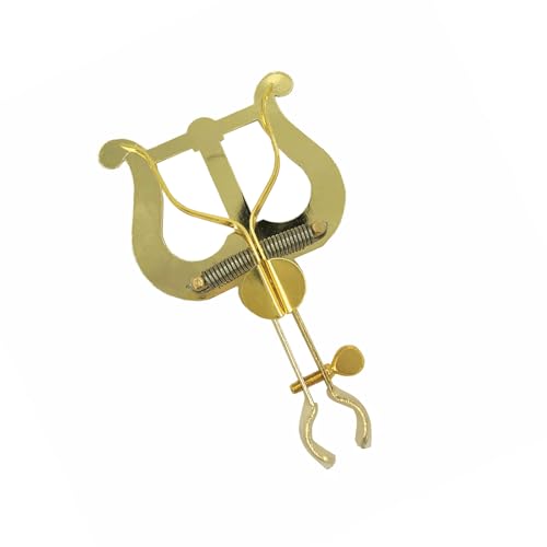 TUOREN French Horn Marching Lyre Metal Plating French Horn Clamp-on Lyre Music Sheet Clip Holder for Marching Band Beginner Practicing Gold 14x8.5cm
