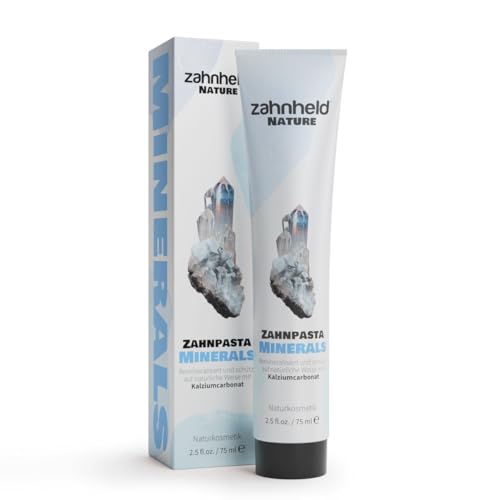 Zahnheld Minerals Zahnpasta Minerals remineralisierend mit Hydroxylapatit Dicalciumphosphat & Calciumcarbonat 1450 ppm Fluorid & Zink PCA Vegan ohne Mikroplastik Palmöl & Titandioxid (75 ml)