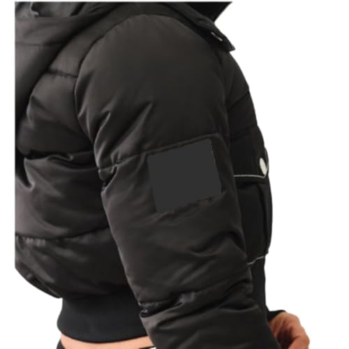 KUMRAL Women's Cropped Puffer Jacket - Lightweight Hooded Black Quilted Bubble Jacket in XX-Small - Image 6