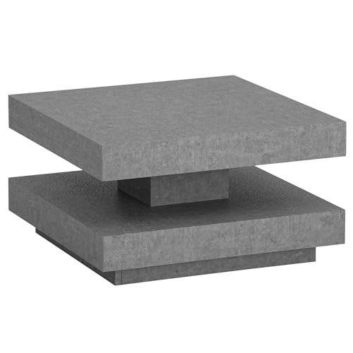 Wohnling Couchtisch 60x60x34 cm Grau Sofatisch in Beton-Optik Modern, Design Wohnzimmertisch mit Stauraum Quadratisch, Loungetisch Klein, Kaffeetisch
