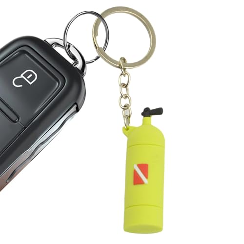 Porte-clés de plongée en silicone en forme de cylindre d'air pour plongée avec joints toriques pour homme et femme, Vert, Refer to description