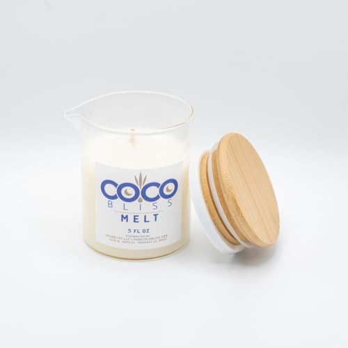 Coco Bliss Melt - Massage Candle Natural Coconut Moisturizing Body Oil Candles for Women, Men & Romantic Couples | Body Essential Oil Candle Vanilla Scent, Vitamin E Almond Oil, Cocoa Butter - 5oz