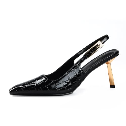 iiimmu Trendy Kitten Heels for Women Closed Toe 3.5 in Black...