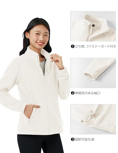KEFITEVD レディースフリースジャケット 3XL ベージュ